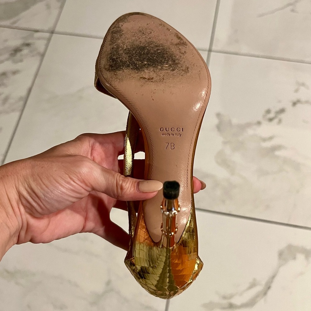 Gucci + Tom Ford Gold Python Heels - Picture 6 of 7